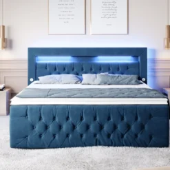 Boxspringbett Sunshine Mit Indirekter Beleuchtung, USB Und Stauraum -Safety Gear World boxspringbett sunshine mit indirekter beleuchtung usb und stauraum 393310