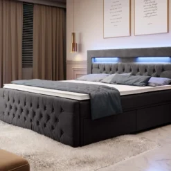 Boxspringbett Sunshine Mit Indirekter Beleuchtung, USB Und Stauraum -Safety Gear World boxspringbett sunshine mit indirekter beleuchtung usb und stauraum 396450