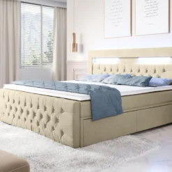 Boxspringbett Sunshine Mit Indirekter Beleuchtung, USB Und Stauraum -Safety Gear World boxspringbett sunshine mit indirekter beleuchtung usb und stauraum 427626