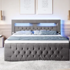 Boxspringbett Sunshine Mit Indirekter Beleuchtung, USB Und Stauraum -Safety Gear World boxspringbett sunshine mit indirekter beleuchtung usb und stauraum 677527