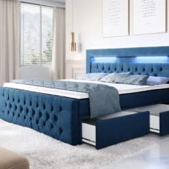 Boxspringbett Sunshine Mit Indirekter Beleuchtung, USB Und Stauraum -Safety Gear World boxspringbett sunshine mit indirekter beleuchtung usb und stauraum 793649