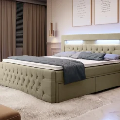 Boxspringbett Sunshine Mit Indirekter Beleuchtung, USB Und Stauraum -Safety Gear World boxspringbett sunshine mit indirekter beleuchtung usb und stauraum 914970