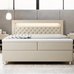 Boxspringbett Tesero Mit USB, RGB Und Stauraum -Safety Gear World boxspringbett tesero mit usb rgb und stauraum 456310