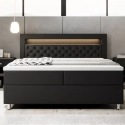 Boxspringbett Tesero Mit USB, RGB Und Stauraum -Safety Gear World boxspringbett tesero mit usb rgb und stauraum 797955