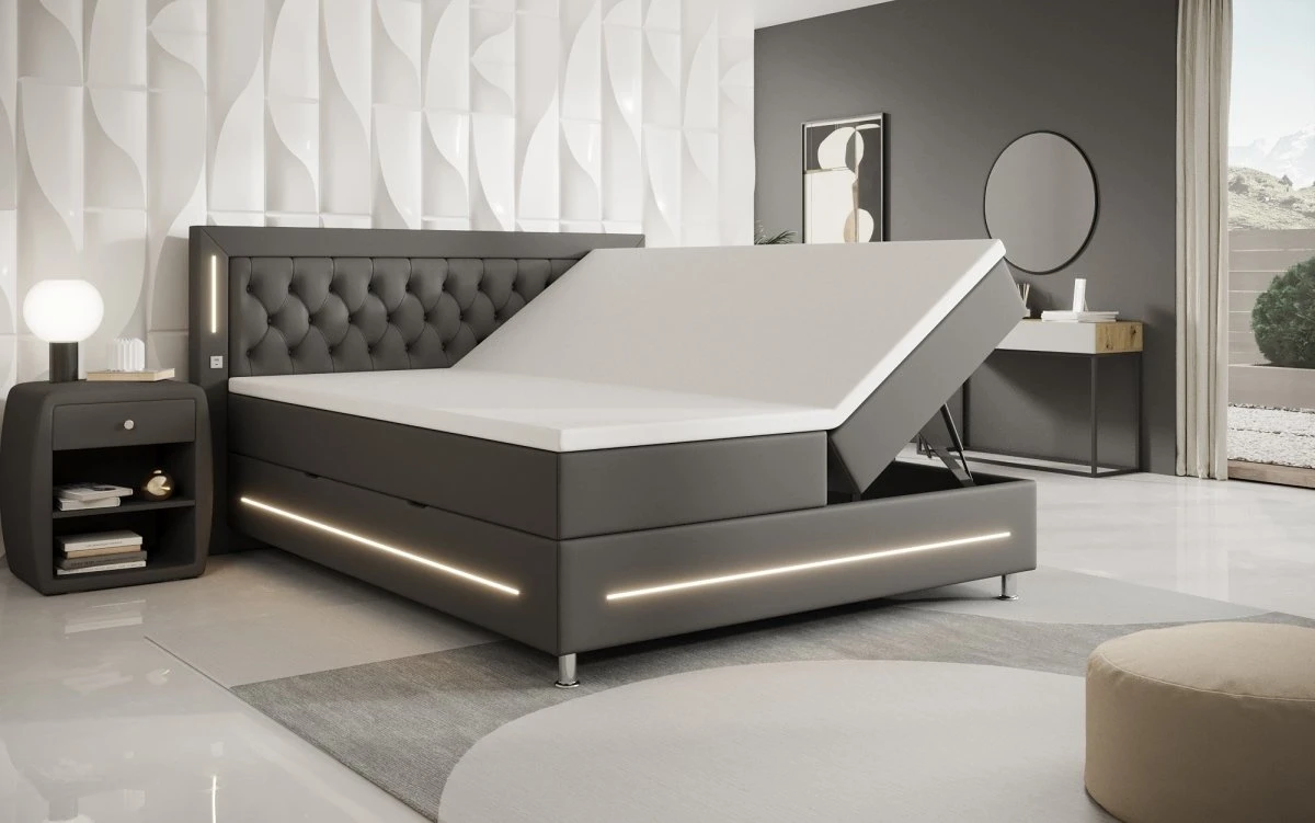 Boxspringbett Verdino Mit RGB, USB Und Stauraum 16 Boxspringbett Verdino Mit RGB, USB Und Stauraum - Image 14