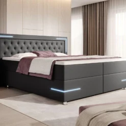 Boxspringbett Verona Mit LED (Kunstleder) -Safety Gear World boxspringbett verona mit led kunstleder 628866