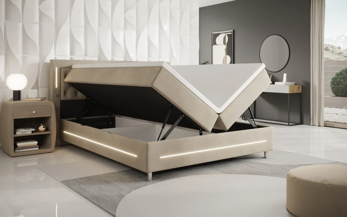 Boxspringbett Tino Mit RGB, USB Und Stauraum 21 Boxspringbett Tino Mit RGB, USB Und Stauraum - Image 19
