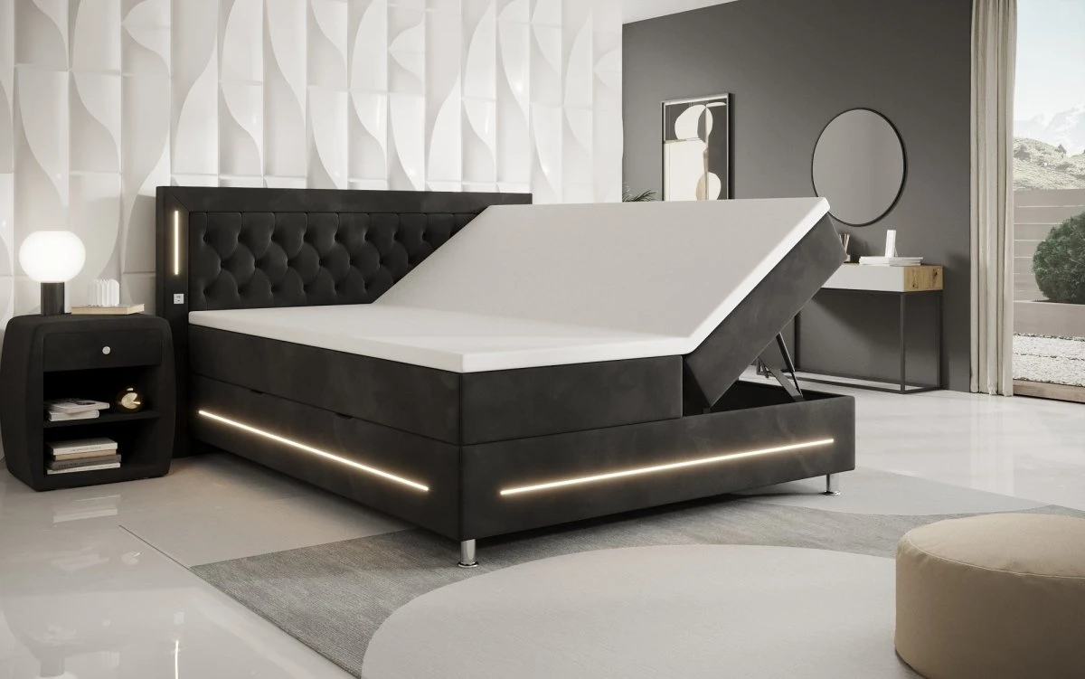 Boxspringbett Tino Mit RGB, USB Und Stauraum 7 Boxspringbett Tino Mit RGB, USB Und Stauraum - Image 5