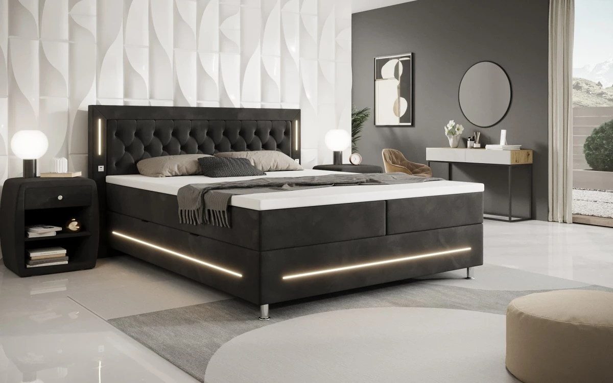 Boxspringbett Tino Mit RGB, USB Und Stauraum 9 Boxspringbett Tino Mit RGB, USB Und Stauraum - Image 7