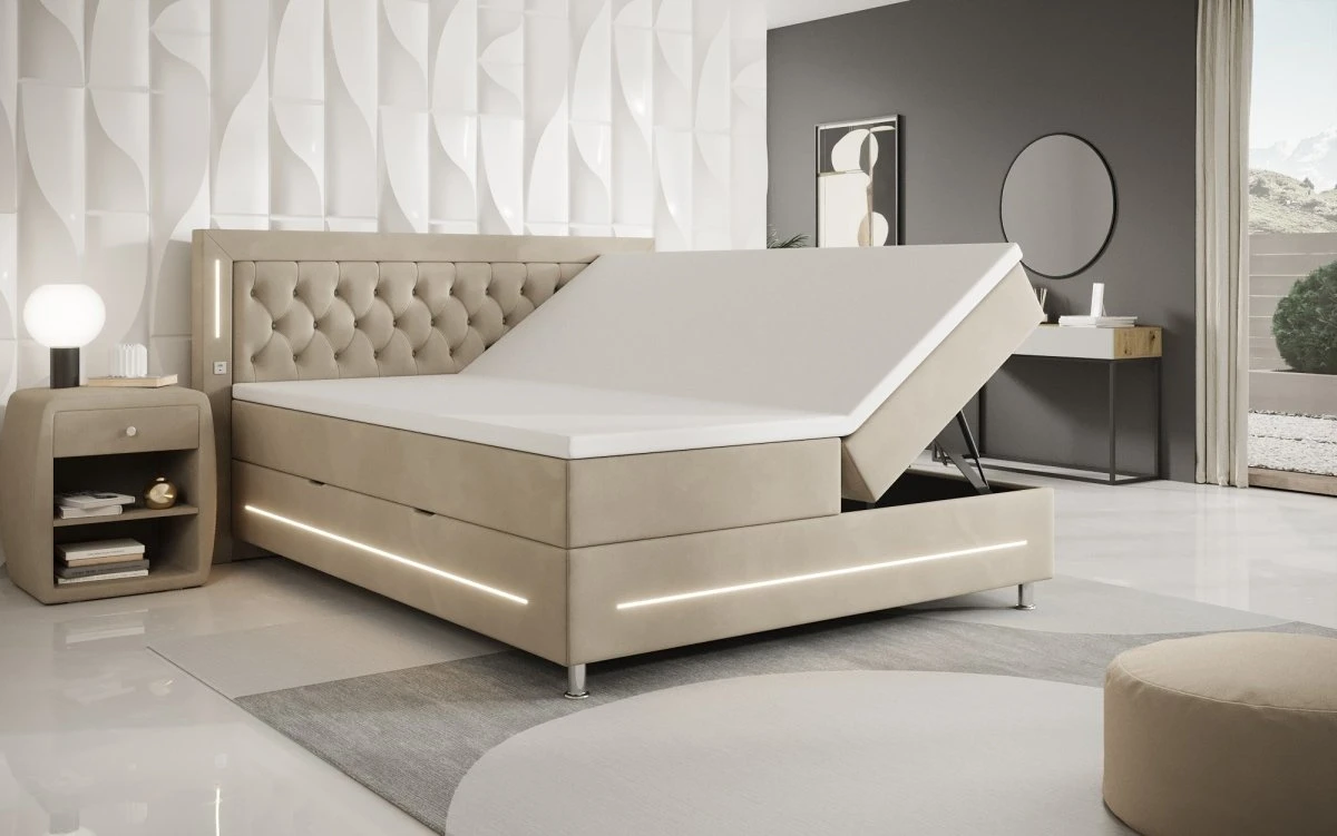 Boxspringbett Tino Mit RGB, USB Und Stauraum 19 Boxspringbett Tino Mit RGB, USB Und Stauraum - Image 17