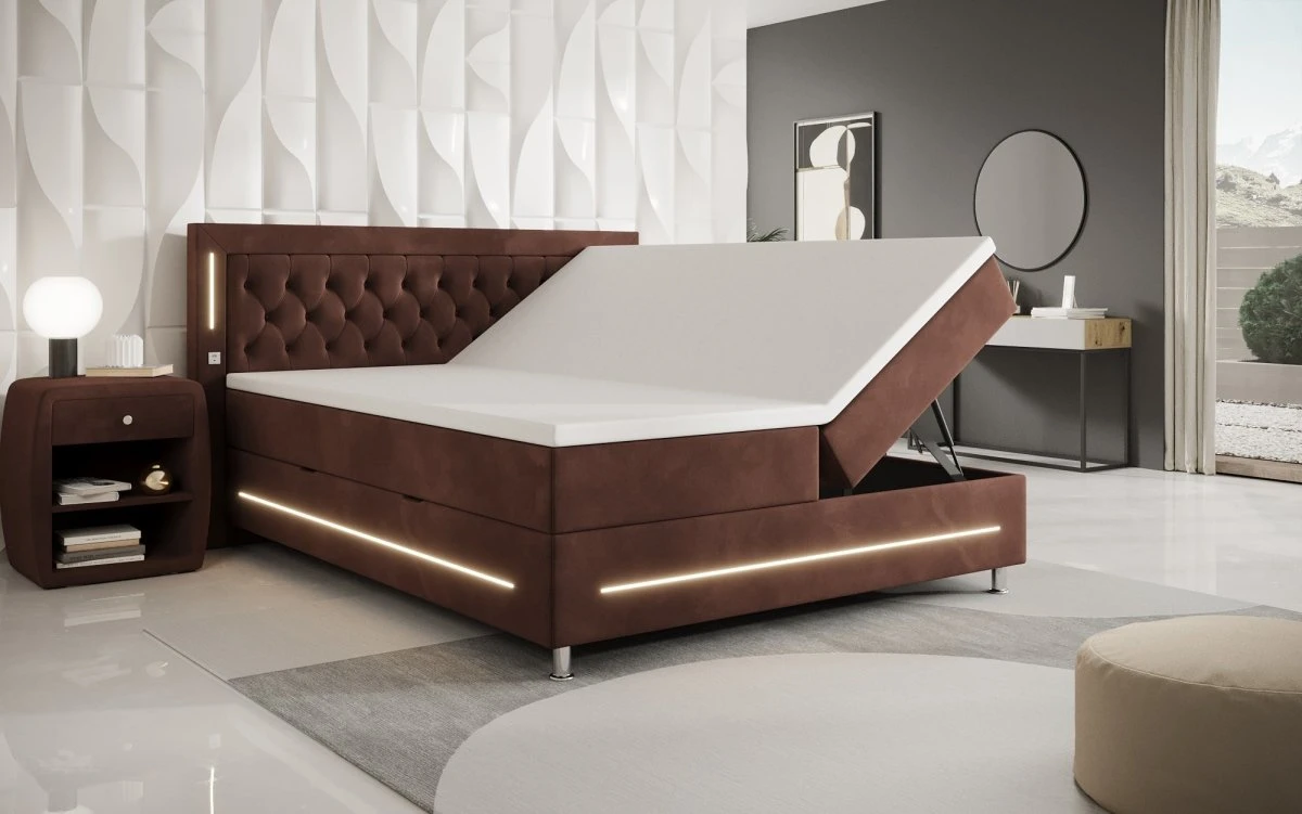 Boxspringbett Tino Mit RGB, USB Und Stauraum 16 Boxspringbett Tino Mit RGB, USB Und Stauraum - Image 14