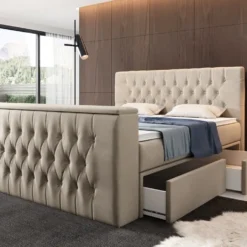 Boxspringbett Vulnero Mit TV Lift Und Stauraum (2 Schubladen) -Safety Gear World boxspringbett vulnero mit tv lift und stauraum 2 schubladen 987302