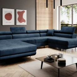 Designer Sofa Lago Mit Schlaf - Und Klappfunktion In Samt