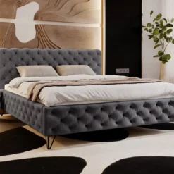 Designer Polsterbett Sienna In Samt Ohne Stauraum