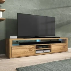 TV-Lowboard Credenza Mit LED In Eichenoptik